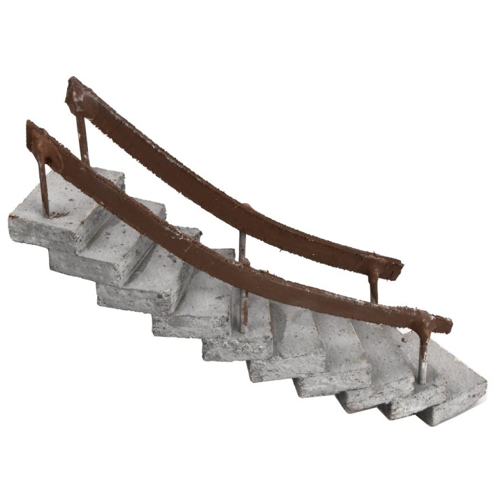 Escalera curva con pasamanos hacia la derecha h 13,5 cm