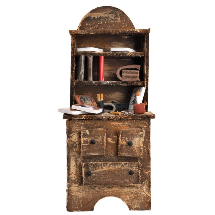 Credenza in legno con libri e minuterie cm 7x4,7x18 h