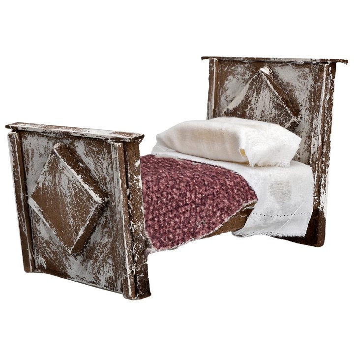 Bed with blanket in wood cm 10x6x7.5 h