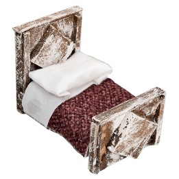 Cama con cobija de madera de 6,5x4x5,3h cm