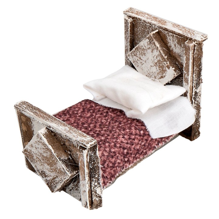 Letto con coperta in legno cm 6,5x4x5,3h
