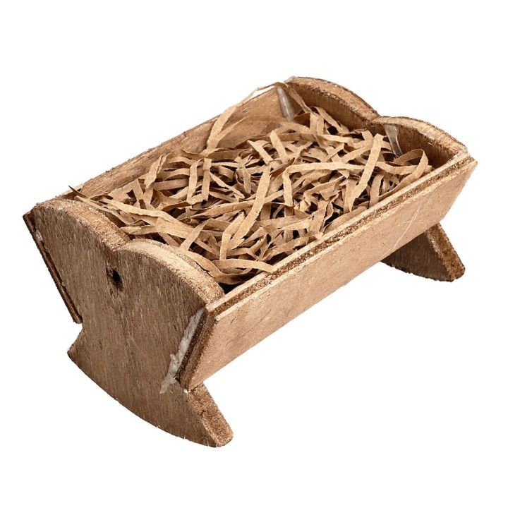 Mangiatoia in legno con fieno cm 6,5x4,7x3,5 h