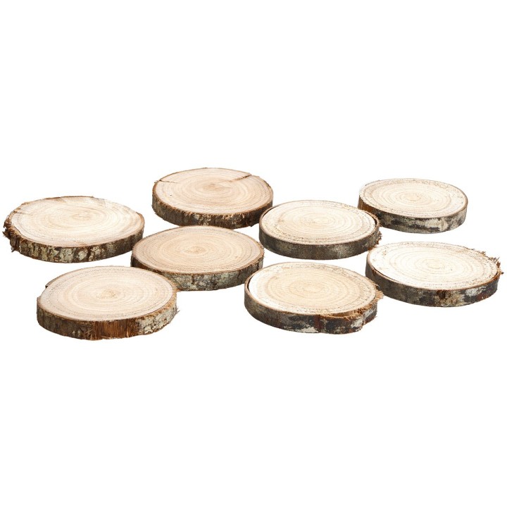 Set of eight wooden bases Ø 7.3 cm