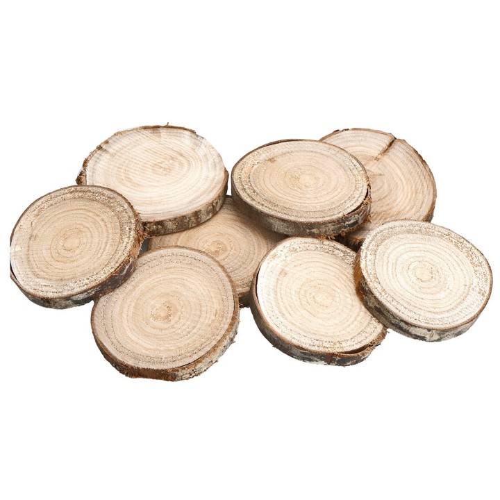 Set of eight wooden bases Ø 7.3 cm