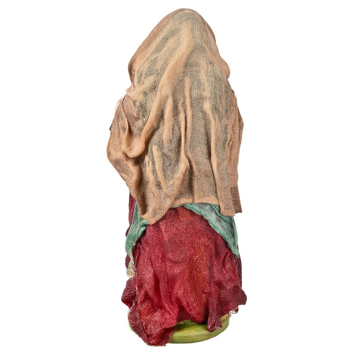 Campesina con escoba 12 cm en terracota con ropa de tela