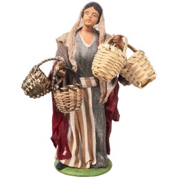 Contadina con cestini vuoti serie 15-16 cm in terracotta con