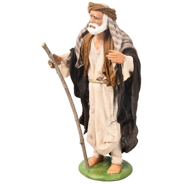 Shepherd with staff series 16 cm in terracotta with fabric