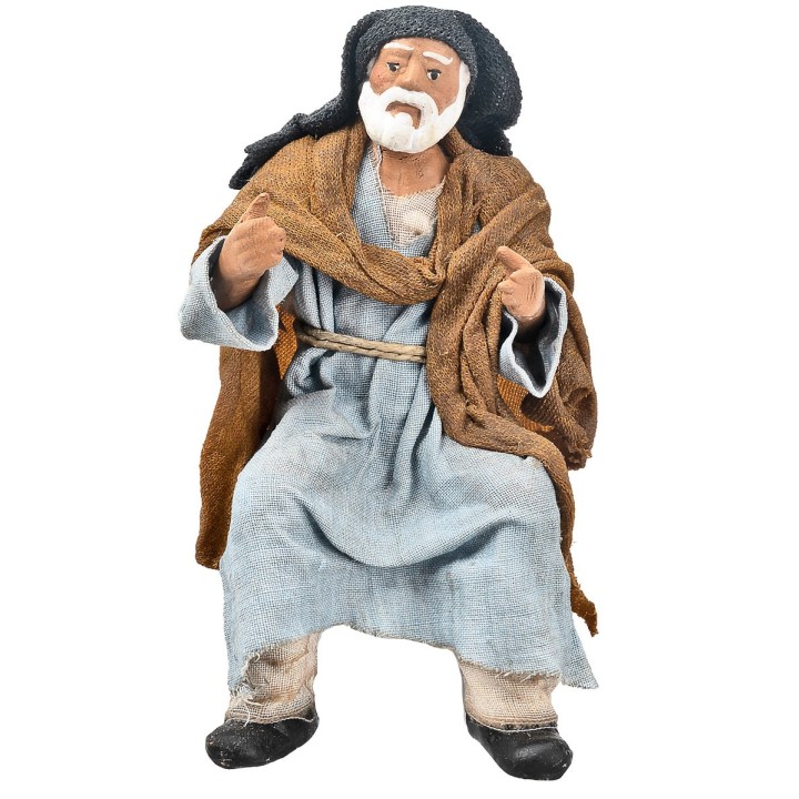 Hombre palestino sentado serie 15 cm en terracota con ropa de