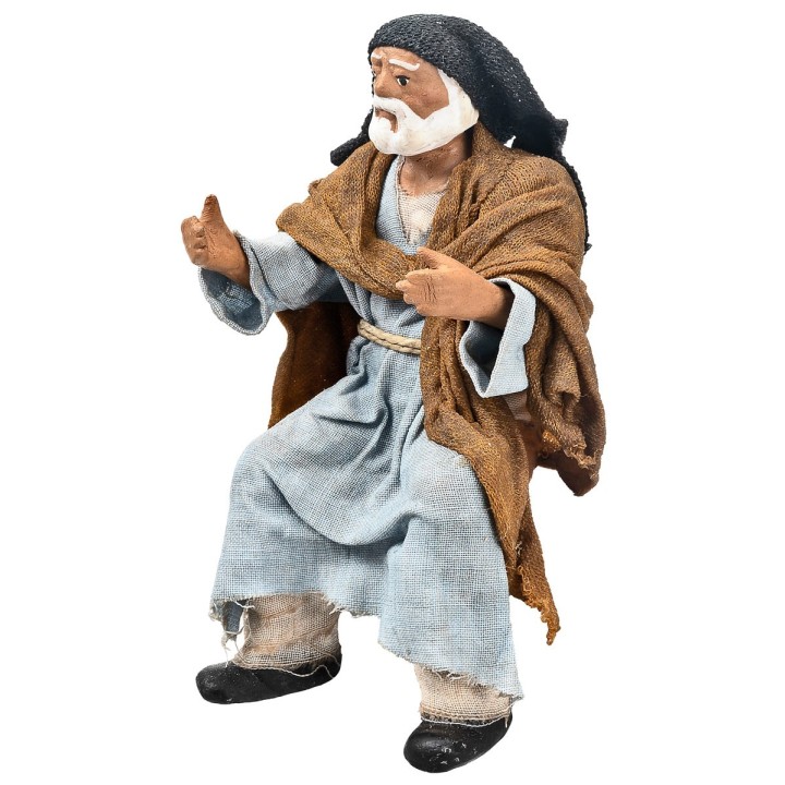 Hombre palestino sentado serie 15 cm en terracota con ropa de