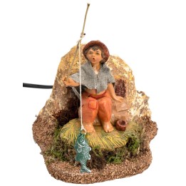 Bambino che pesca serie 12 cm Fontanini in movimento