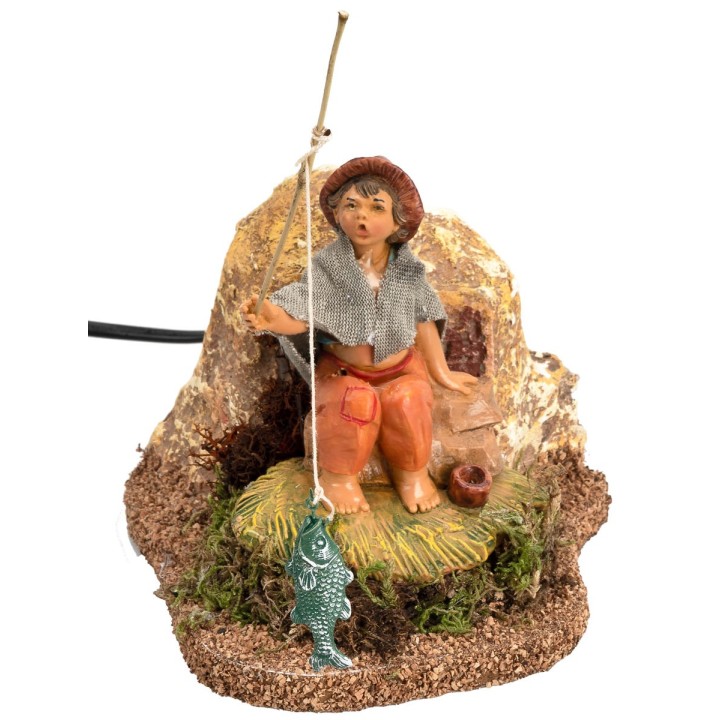 Bambino che pesca serie 12 cm Fontanini in movimento