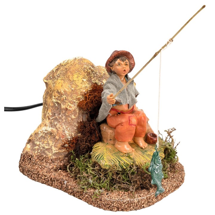 Bambino che pesca serie 12 cm Fontanini in movimento