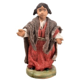 Bambina serie 12 cm in terracotta con abiti in tessuto