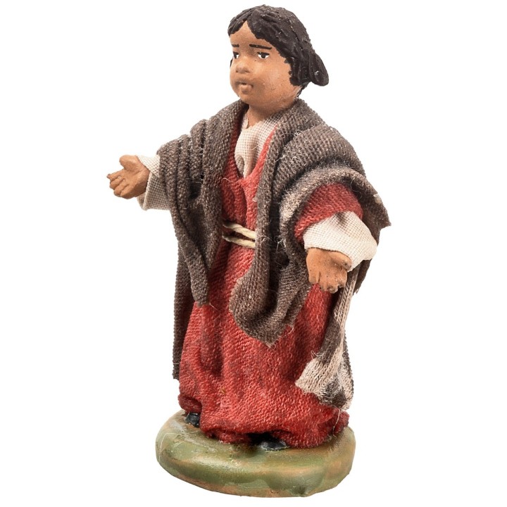 Niña serie 12 cm en terracota con ropa de tela