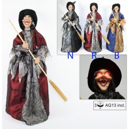 Befana con luces y sonidos 60 cm disponible en colores