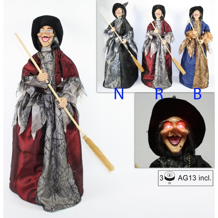 Befana with lights and sounds 60 cm available in colors