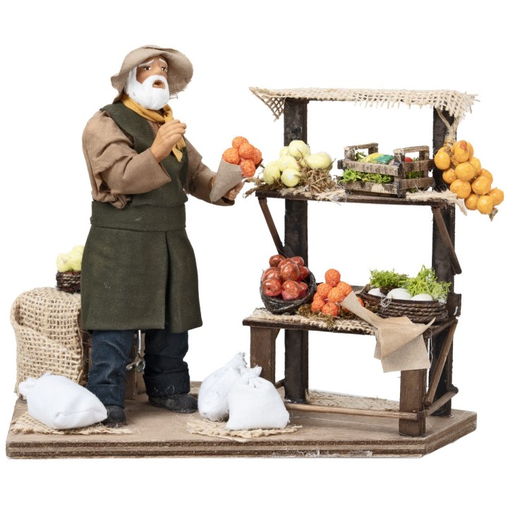 Fruttivendolo con banco h 17 cm in movimento