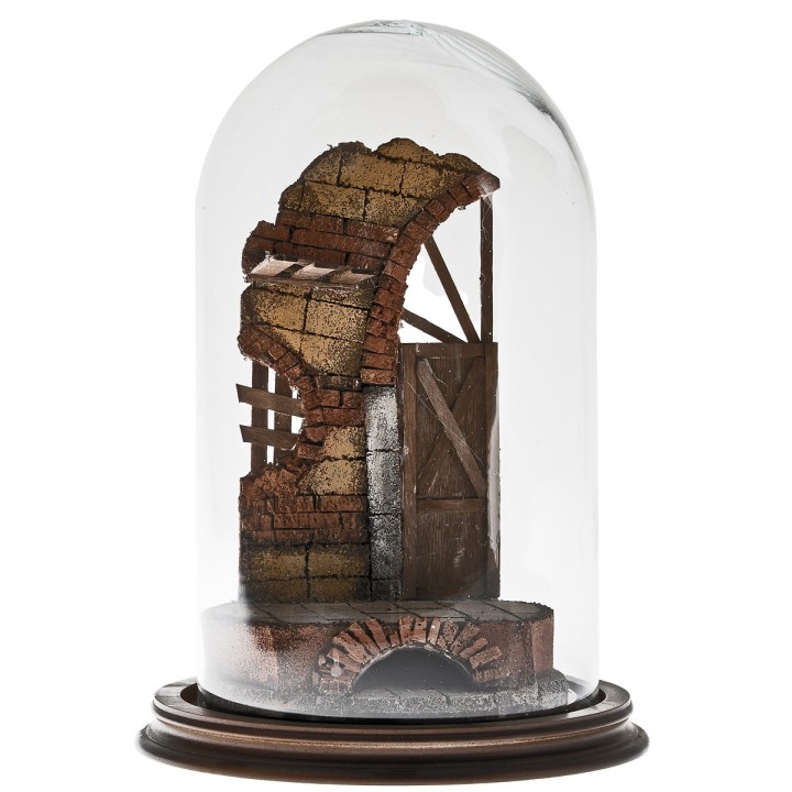 Glass dome with ruined wall ø cm 19.3x28 h