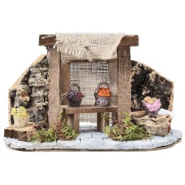 Shop with curtain and counter with baskets cm 24.7x11x15.2 h