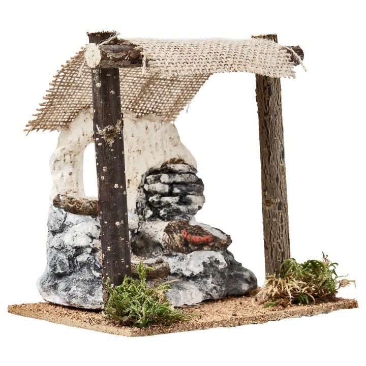 Fishmonger's shop with tent cm 14.2x11.2x14.5 h