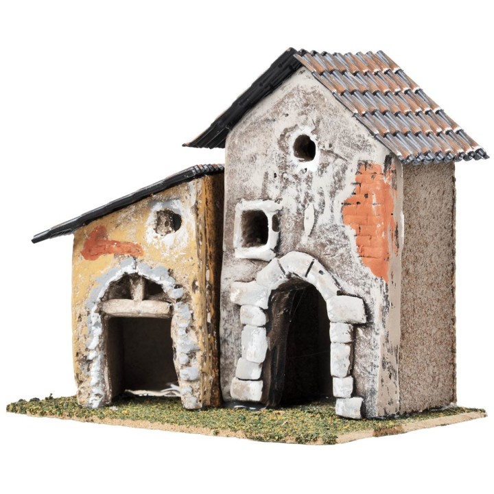 Pair of houses with irregular windows and arches cm 17.7x12x16 h