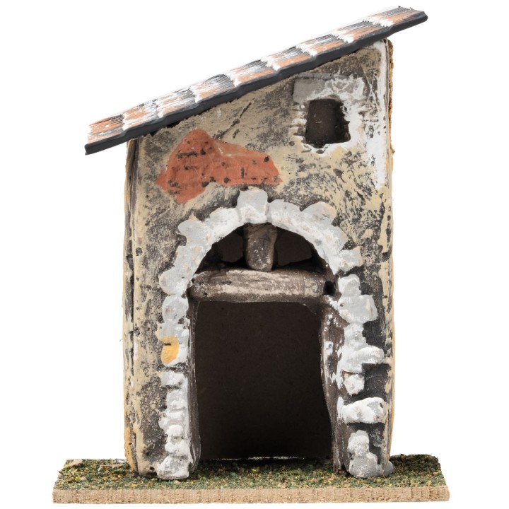 Casa con tetto spiovente e arco in pietra cm 9x7,5x11,5 h
