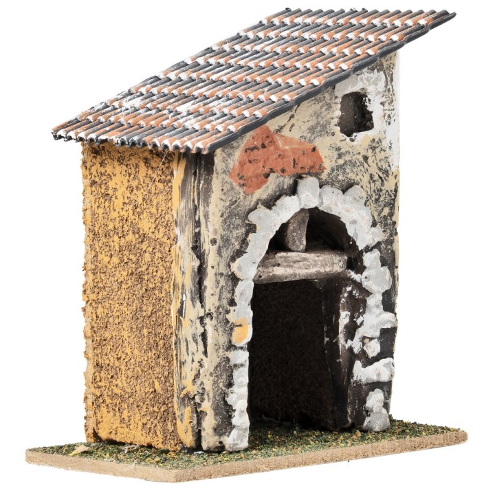 Casa con techo inclinado y arco de piedra cm 9x7,5x11,5 h