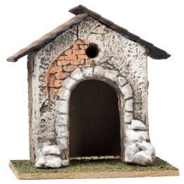 House with arch and circular window 9.5x9.5x10 cm h