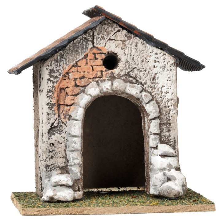 Casa con arco e finestra circolare cm 9,5x9,5x10 h