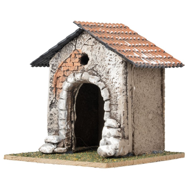 Casa con arco e finestra circolare cm 9,5x9,5x10 h
