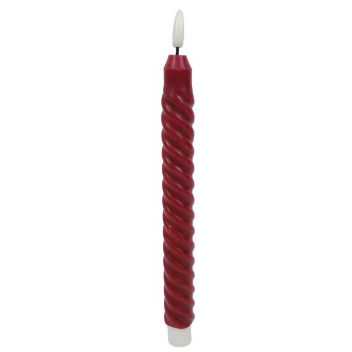 Vela roja con luz led efecto llama h 25 cm