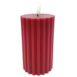 Candela rossa cilindrica con luce led effetto fiamma h 15,3 cm