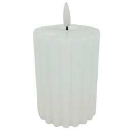Candela bianca cilindrica con luce led effetto fiamma h 13 cm
