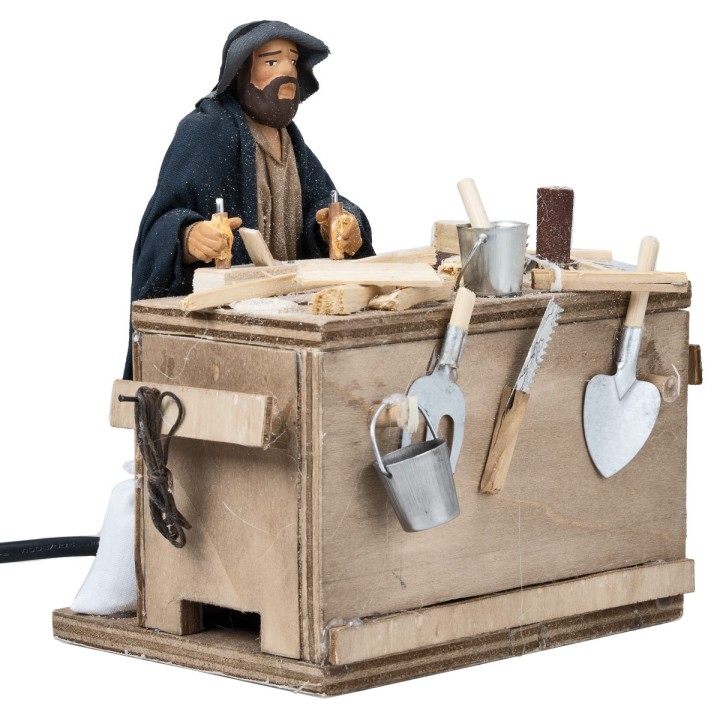 Carpenter with workbench in motion 14 cm