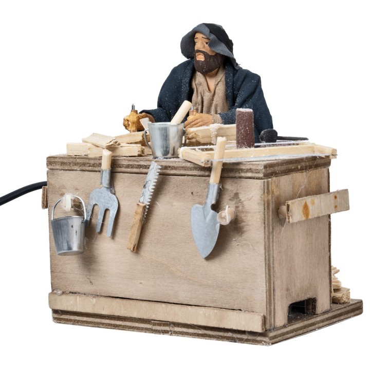 Falegname con banco da lavoro in movimento 14 cm