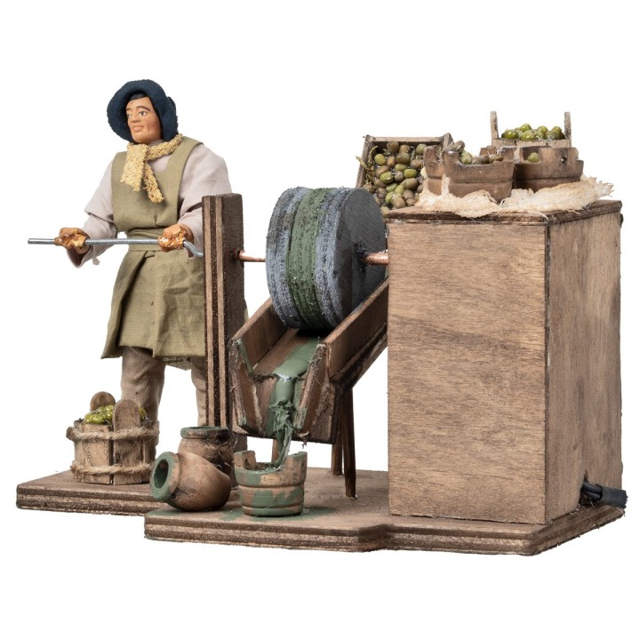 Uomo che macina olive in movimento serie 12 cm