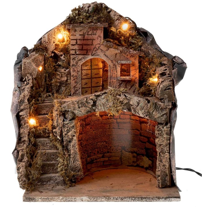 Pesebre iluminado que funciona con corriente cm 26x19x33 h