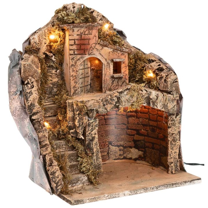 Pesebre iluminado que funciona con corriente cm 26x19x33 h