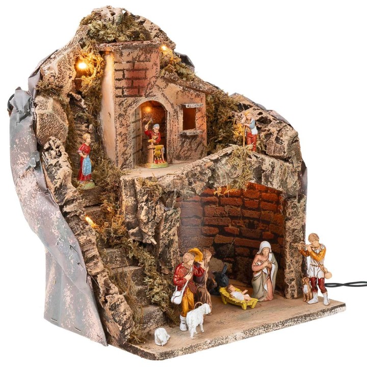 Nativity scene with Landi statues cm 26x19x33 h