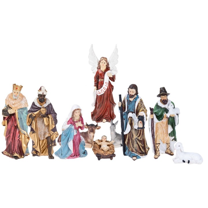 Natività in set da 11 soggetti cm 20 in resina