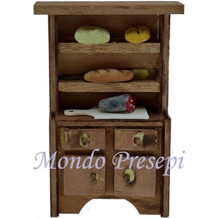 Aparador de madera con comida cm 6x2,5x10 h.