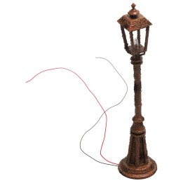 Lampione arrugginito con lampada inglese da terra h 10 cm 12v