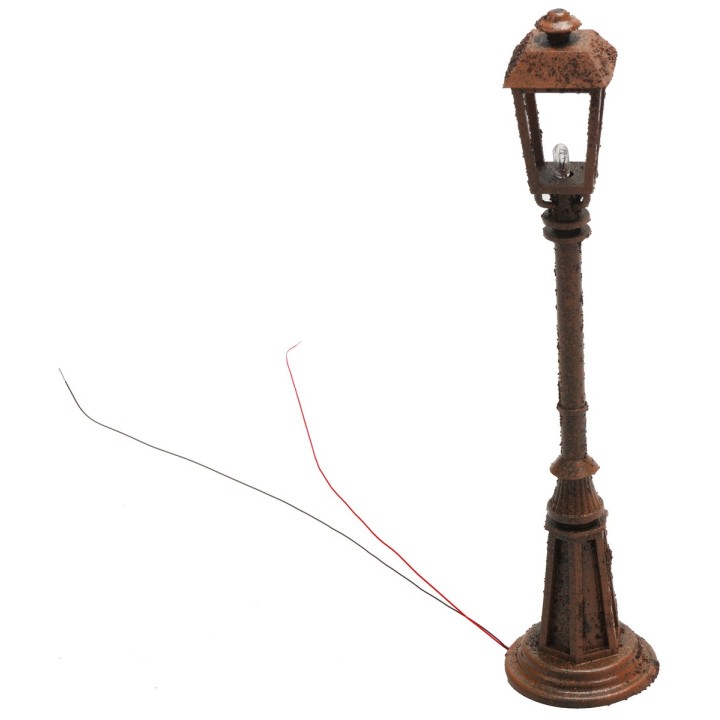Farola oxidada con lámpara inglesa de suelo h 15 cm 12v