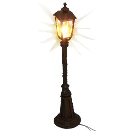 Lampione arrugginito con lampada inglese da terra h 12 cm 12v
