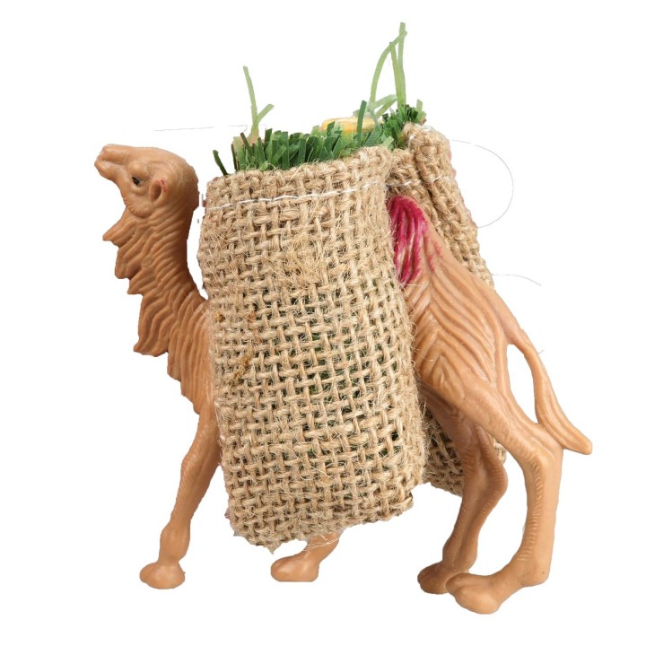 Camel with two jute bags in PVC for statues 8-9 cm