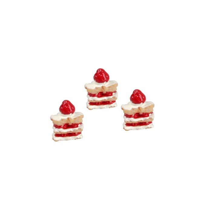 Set tre torte con panna e fragola cm 2x1,2x1,5 h