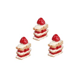 Set tre torte con panna e fragola cm 2x1,2x1,5 h