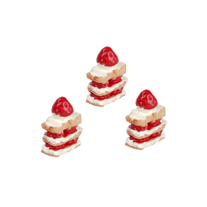 Set tre torte con panna e fragola cm 2x1,2x1,5 h