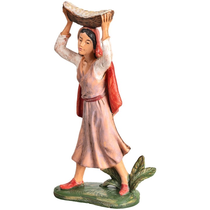 Woman with basket on head h 17-18 cm