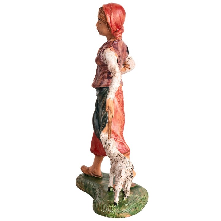 Woman with basket and small sheep h 17-18 cm